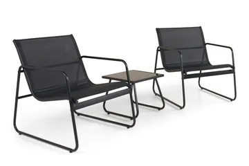 Pelanda Caféset Utomhus - Bord med frostad glasskiva och fåtöljer i stål - Svart - Utemöbler & utemiljö - Loungemöbler - Loungeset & loungegrupp