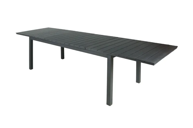 Tunis Rektangulärt Stort Förlängningsbart Matbord utomhus 205/305x90 cm i metall plast - Svart - Utemöbler & utemiljö - Utebord & trädgårdsbord - Matbord utomhus