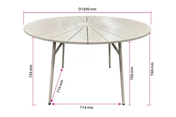 Tunis Runt Matbord utomhus 120 cm i aluminium metall - Beige - Utemöbler & utemiljö - Utebord & trädgårdsbord - Matbord utomhus
