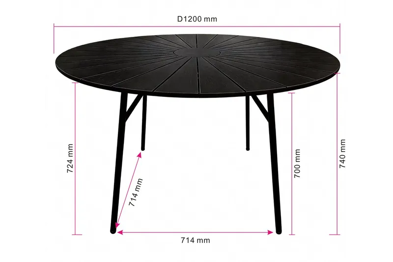 Tunis Runt Matbord utomhus 120 cm i aluminium metall - Svart - Utemöbler & utemiljö - Utebord & trädgårdsbord - Matbord utomhus