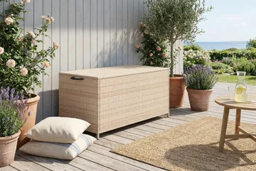 Zahara Dynbox utomhus i konstrotting med handtag 140x60x60 cm - Beige - Utemöbler & utemiljö - Utomhusförvaring - Dynförvaring - Dynbox & dynlåda
