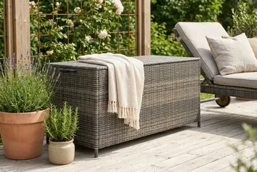 Zahara Dynbox utomhus i konstrotting med handtag 140x60x60 cm - Grå - Utemöbler & utemiljö - Utomhusförvaring - Dynförvaring - Dynbox & dynlåda