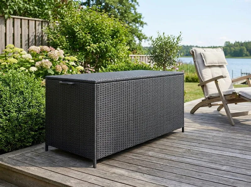 Zahara Dynbox utomhus i konstrotting med handtag 140x60x60 cm - Svart - Utemöbler & utemiljö - Utomhusförvaring - Dynförvaring - Dynbox & dynlåda