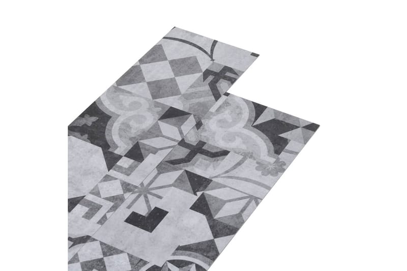 Golvbrädor i PVC 5,26 m² 2 mm grå mönster - Grå - Trall