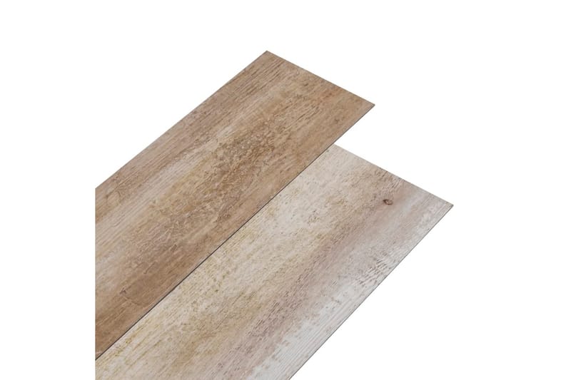 PVC-golvbrädor 5,26 m² 2 mm kalkfärgat trä - Brun - Trall