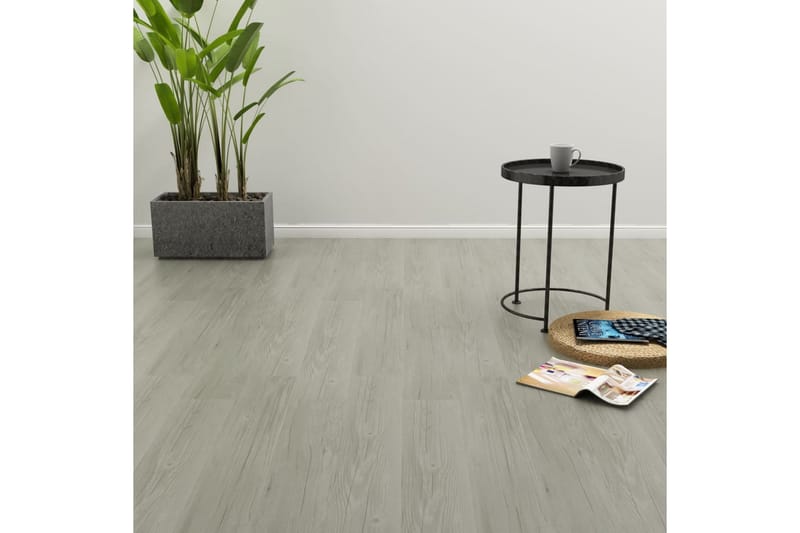 Självhäftande golvplankor 4,46 m² 3 mm PVC grå - Grå - Trall