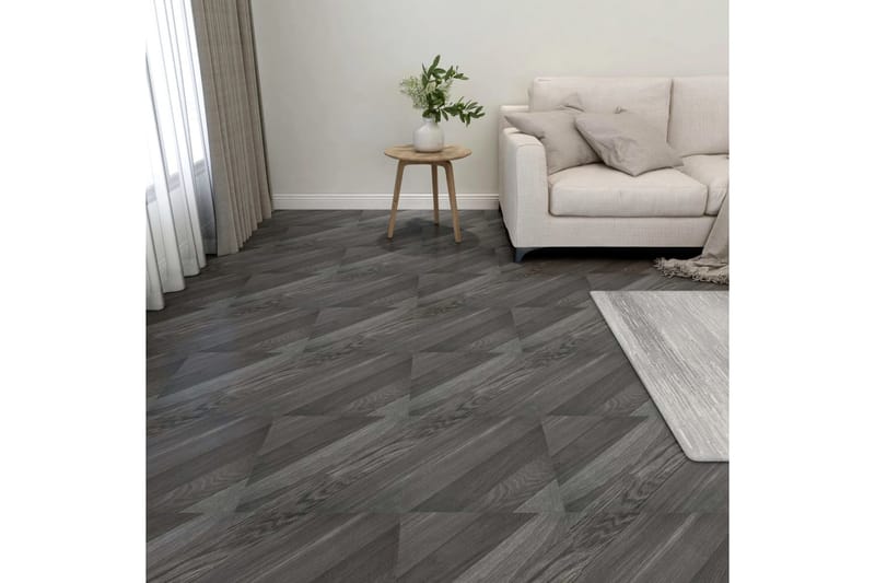 Självhäftande golvplankor 55 st PVC 5,11 m² grå ränder - Grå - Trall