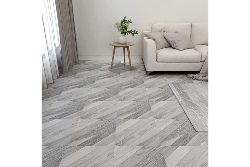 Självhäftande golvplankor 55 st PVC 5,11 m² grå ränder - Trall