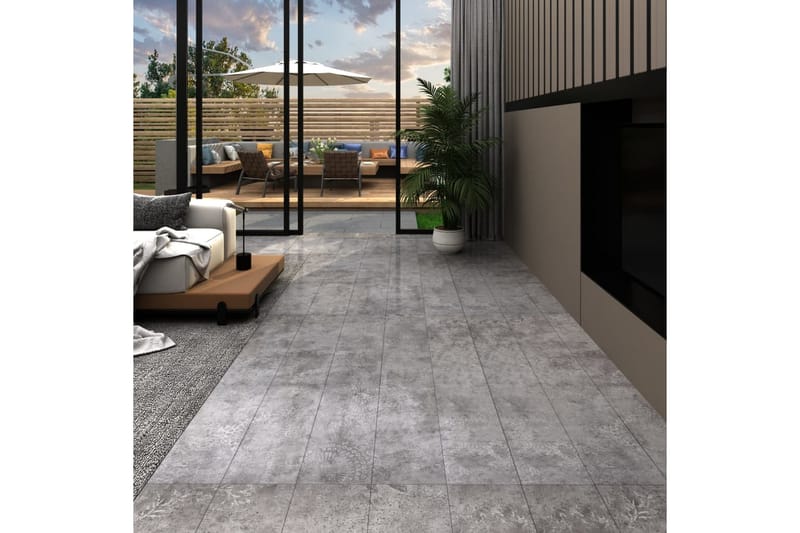 Självhäftande PVC-golvplankor 5,21 m² 2 mm betonggrå - Grå - Trall