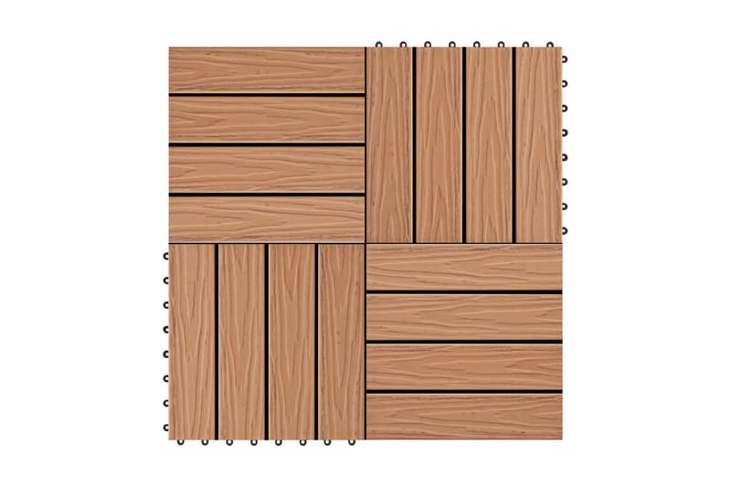 Trall 11 st djupt mönster WPC 30x30 cm 1 kvm teakfärg - Brun - Trall balkong - Trall