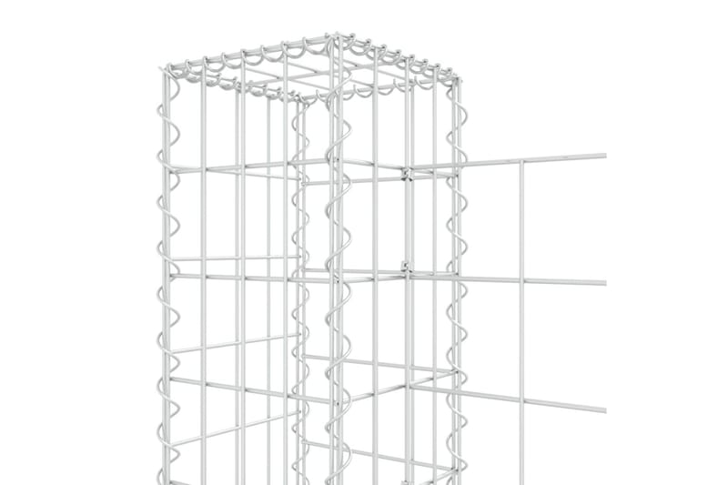 U-formad gabionkorg med 8 stolpar järn 860x20x100 cm - Silver - Staket & grind