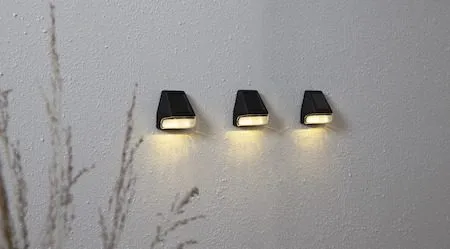 Wally Mini 3 pack Solcellsvägglykta 7 cm, svart