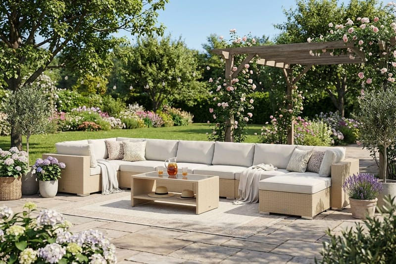 Bahamas Divanmodul - Loungebord utomhus 75x75 cm till soffor - Beige - Utemöbler & utemiljö - Utebord & trädgårdsbord - Loungebord & soffbord utomhus