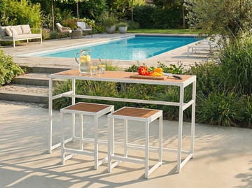 Barbord utomhus Avetrana 50x150 cm - Vit/Brun - Utemöbler & utemiljö - Utebord & trädgårdsbord - Barbord utomhus