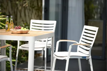 Portals Barbord Utomhus 95 cm - Vit/trä - Utemöbler & utemiljö - Utebord & trädgårdsbord - Barbord utomhus