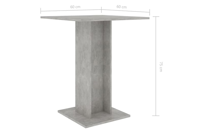Bistrobord betonggrå 60x60x75 cm spånskiva - Grå - Cafébord