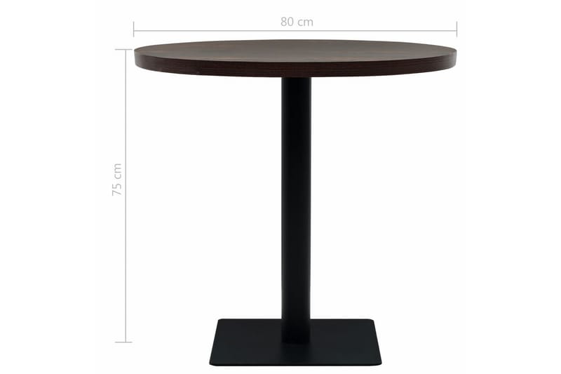 Bistrobord MDF och stål rund 80x75 cm mörk aska - Brun - Cafébord