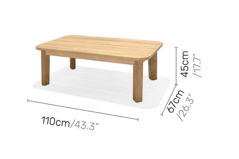 Barbados Utebord Loungebord Soffbord Utomhus 110 cm Teak Trä - Ljusbrun - Utemöbler & utemiljö - Utebord & trädgårdsbord - Cafébord