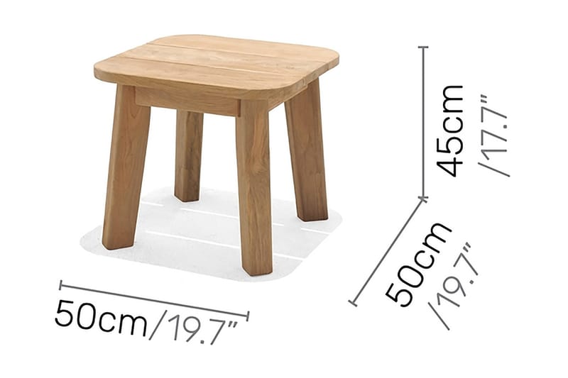 Barbados Utebord Loungebord Utomhus 50 cm Teak Trä - Ljusbrun - Utemöbler & utemiljö - Utebord & trädgårdsbord - Cafébord