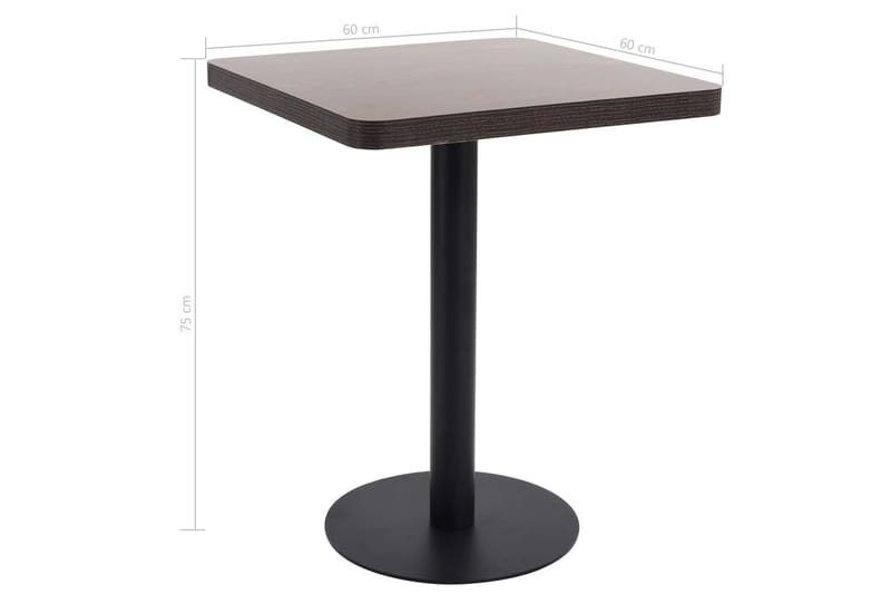 Bistrobord mörkbrun 60X60 cm MDF - Brun - Cafébord