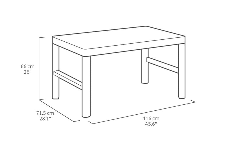 Cafébord Lyon 116 cm Antracit - Keter - Cafébord