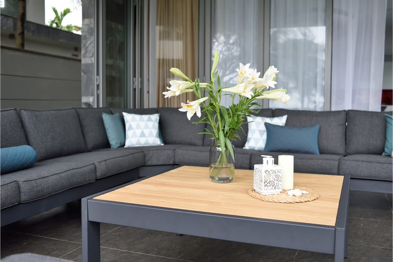 Cafébord Palau 103 cm - Trä/Grå - Utemöbler & utemiljö - Utebord & trädgårdsbord - Cafébord