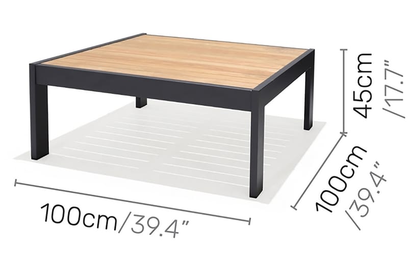 Cafébord Palau 103 cm - Trä/Grå - Utemöbler & utemiljö - Utebord & trädgårdsbord - Cafébord