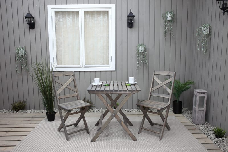 Edilma Hopfällbart Klappbord Cafébord och Utebord 65 cm Furu - Grå - Utemöbler & utemiljö - Utebord & trädgårdsbord - Cafébord