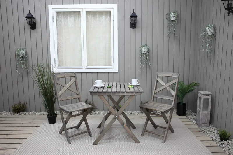 Edilma Hopfällbart Klappbord Cafébord och Utebord 65 cm Furu - Grå - Utemöbler & utemiljö - Utebord & trädgårdsbord - Cafébord