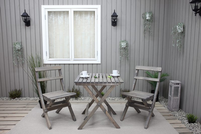 Edilma Hopfällbart Klappbord Cafébord och Utebord 65 cm Furu - Grå - Utemöbler & utemiljö - Utebord & trädgårdsbord - Cafébord