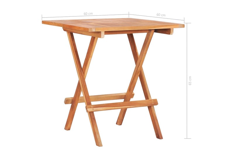Hopfällbart cafébord 60x60x65 cm massiv teak - Brun - Cafébord