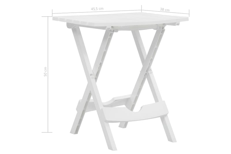 Hopfällbart trädgårdsbord 45,5x38,5x50 cm vit - Vit - Cafébord