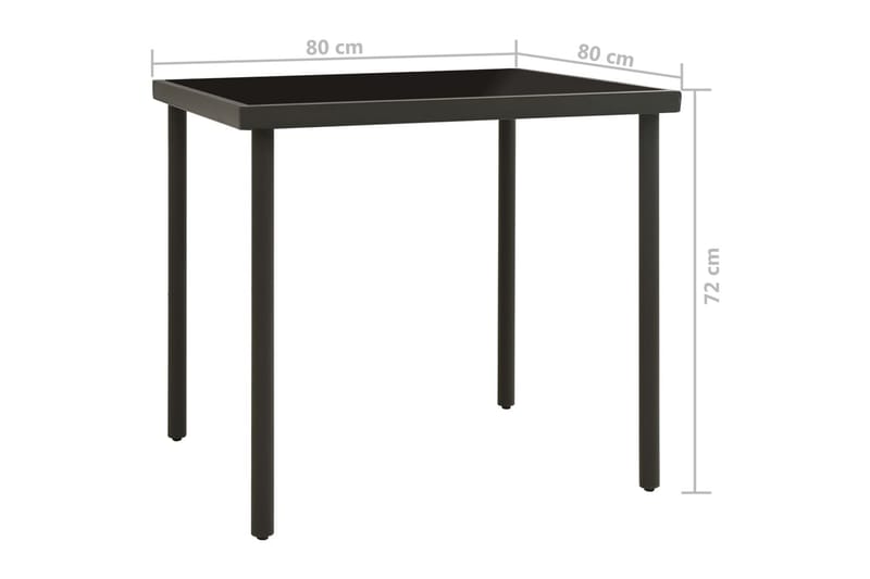 Matbord för trädgården antracit 80x80x72 cm glas och stål - Grå - Cafébord