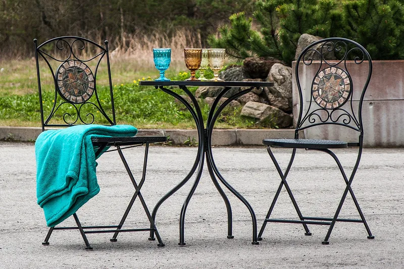 Mosaic Runt Sidobord och Blombord Utomhus 60 cm Mosaik - Mörkgrå/Brun - Utemöbler & utemiljö - Utebord & trädgårdsbord - Cafébord