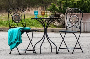 Mosaic Runt Sidobord och Blombord Utomhus 60 cm Mosaik - Mörkgrå/Brun - Utemöbler & utemiljö - Utebord & trädgårdsbord - Cafébord