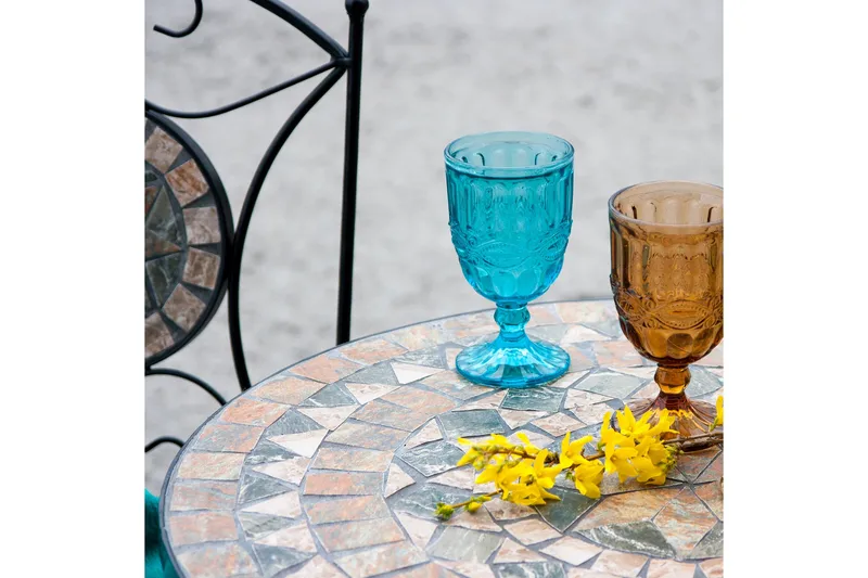 Mosaic Runt Sidobord och Blombord Utomhus 60 cm Mosaik - Mörkgrå/Brun - Utemöbler & utemiljö - Utebord & trädgårdsbord - Cafébord