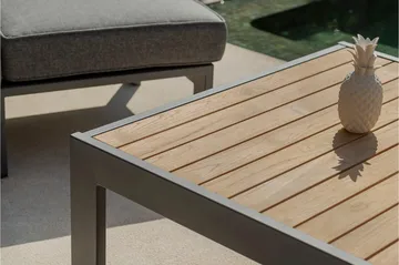 Palau Cafébord och Loungebord Utomhus 103 cm Teak Trä - Grå - Utemöbler & utemiljö - Utebord & trädgårdsbord - Cafébord