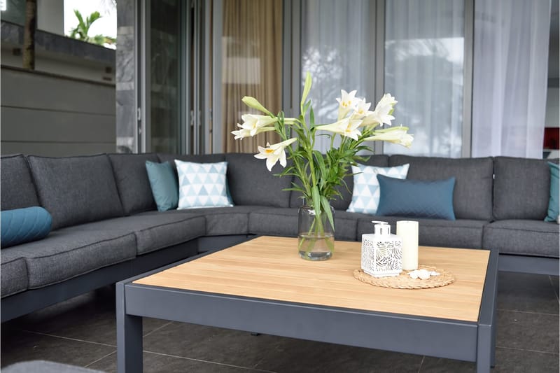 Palau Cafébord och Loungebord Utomhus 103 cm Teak Trä - Grå - Utemöbler & utemiljö - Utebord & trädgårdsbord - Cafébord