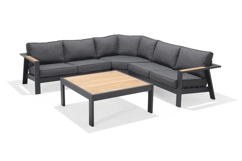 Palau Cafébord och Loungebord Utomhus 103 cm Teak Trä - Grå - Utemöbler & utemiljö - Utebord & trädgårdsbord - Cafébord