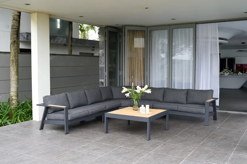 Palau Cafébord och Loungebord Utomhus 103 cm Teak Trä - Grå - Utemöbler & utemiljö - Utebord & trädgårdsbord - Cafébord