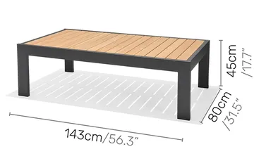 Palau Cafébord och Loungebord Utomhus 143 cm Teak Trä - Grå - Utemöbler & utemiljö - Utebord & trädgårdsbord - Cafébord