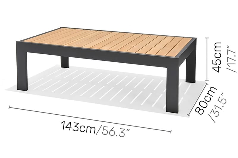 Palau Cafébord och Loungebord Utomhus 143 cm Teak Trä - Grå - Utemöbler & utemiljö - Utebord & trädgårdsbord - Cafébord