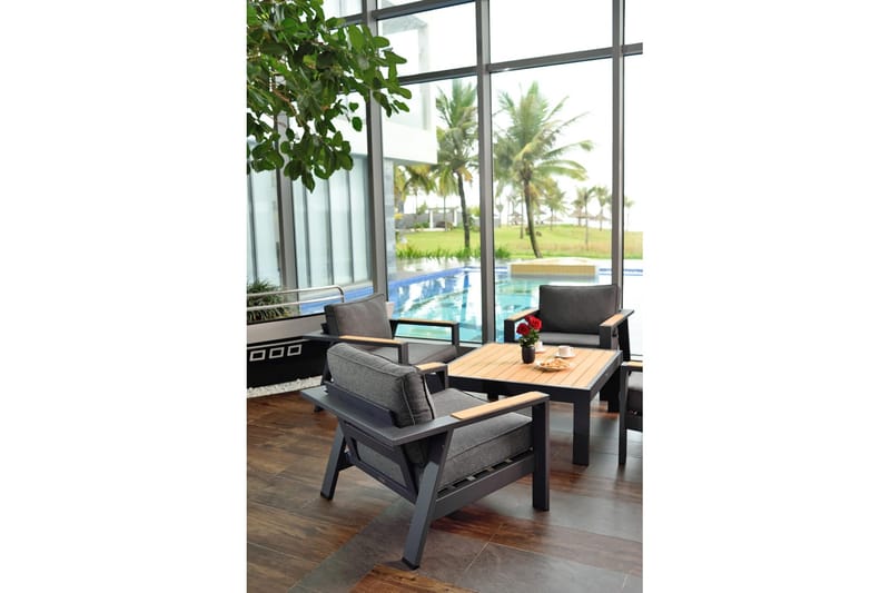 Palau Cafébord och Loungebord Utomhus 63 cm Teak Trä - Grå - Utemöbler & utemiljö - Utebord & trädgårdsbord - Cafébord