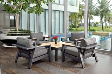 Palau Cafébord och Loungebord Utomhus 63 cm Teak Trä - Grå - Utemöbler & utemiljö - Utebord & trädgårdsbord - Cafébord