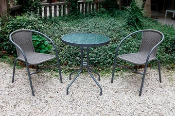 Runt Bistrobord Cafébord 60 cm Glas - Grå - Utemöbler & utemiljö - Utebord & trädgårdsbord - Cafébord