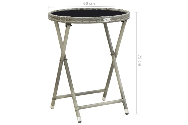 Tebord grå 60 cm konstrotting och härdat glas - Grå - Cafébord