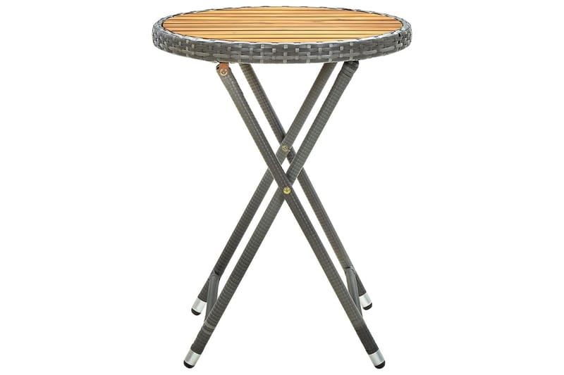 Tebord grå 60 cm konstrotting och massivt akaciaträ - Grå - Cafébord