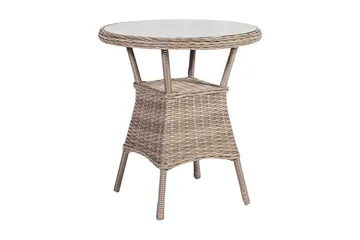 Toscana Runt Cafébord och Bistrobord Utomhus 65 cm Glas Konstrotting - Beige - Utemöbler & utemiljö - Utebord & trädgårdsbord - Cafébord