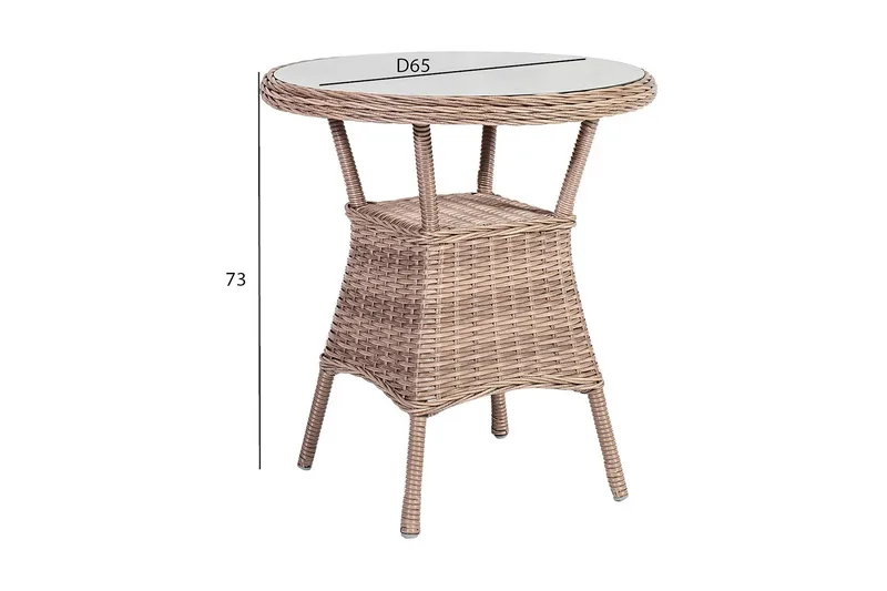 Toscana Runt Cafébord och Bistrobord Utomhus 65 cm Glas Konstrotting - Beige - Utemöbler & utemiljö - Utebord & trädgårdsbord - Cafébord