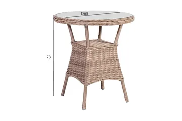 Toscana Runt Cafébord och Bistrobord Utomhus 65 cm Glas Konstrotting - Beige - Utemöbler & utemiljö - Utebord & trädgårdsbord - Cafébord